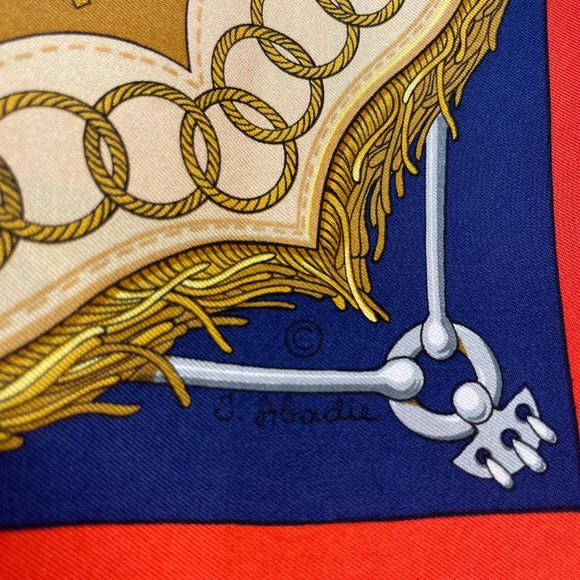 Like New Authentic Hermes scarf Carre 90 Red Silk100% - Picture 5 of 5